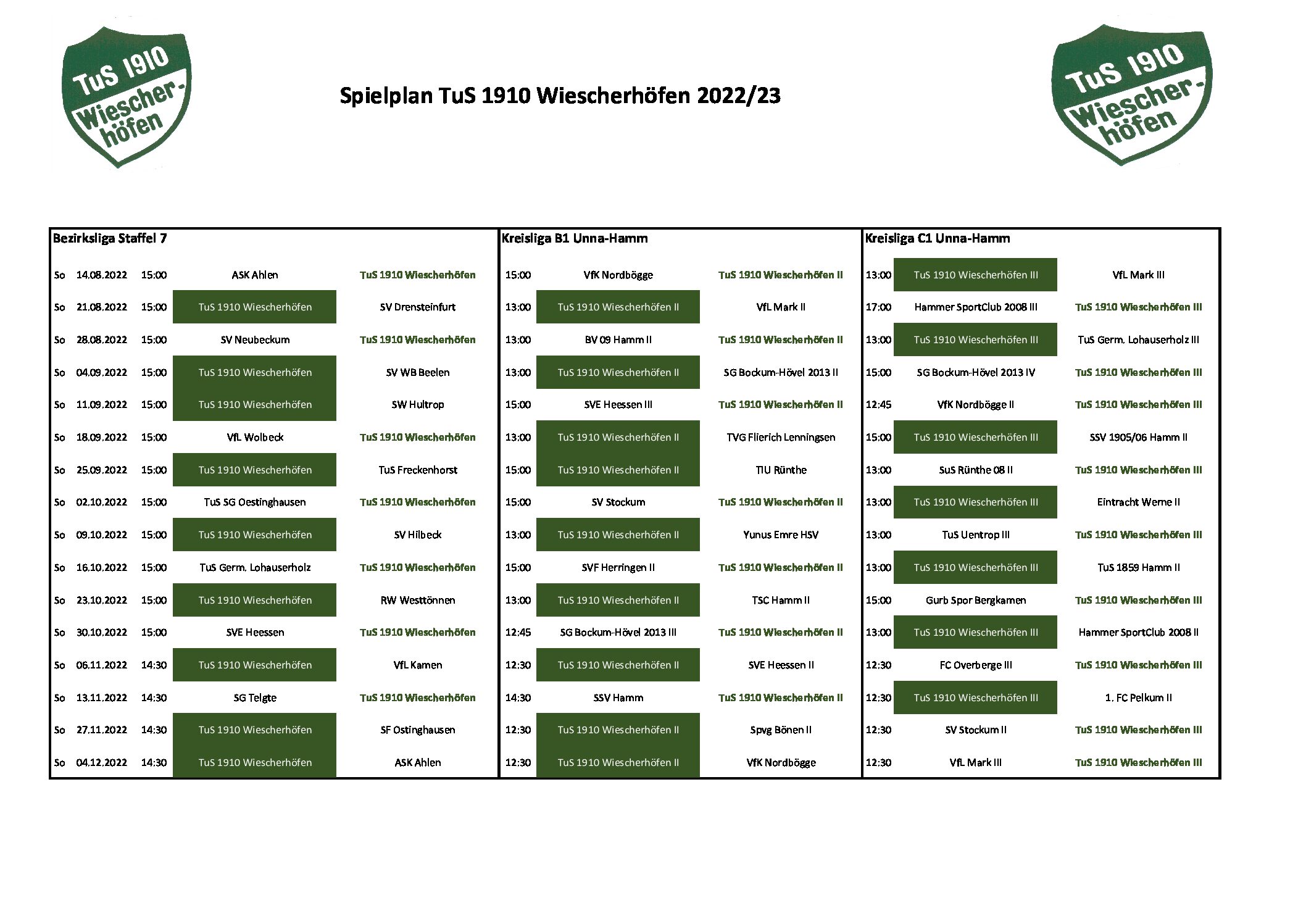 You are currently viewing Spielplan TuS Senioren Saison 2022/23